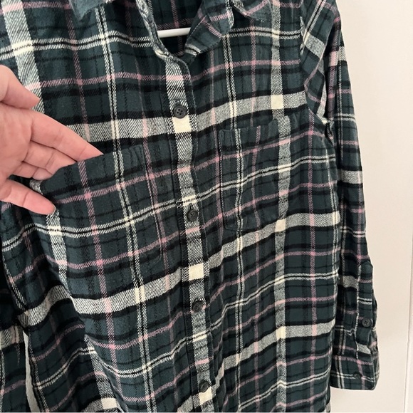Madewell Flannel Classic Ex-Boyfriend Shirt in Baywood Plaid Green Lane Small - Picture 5 of 13
